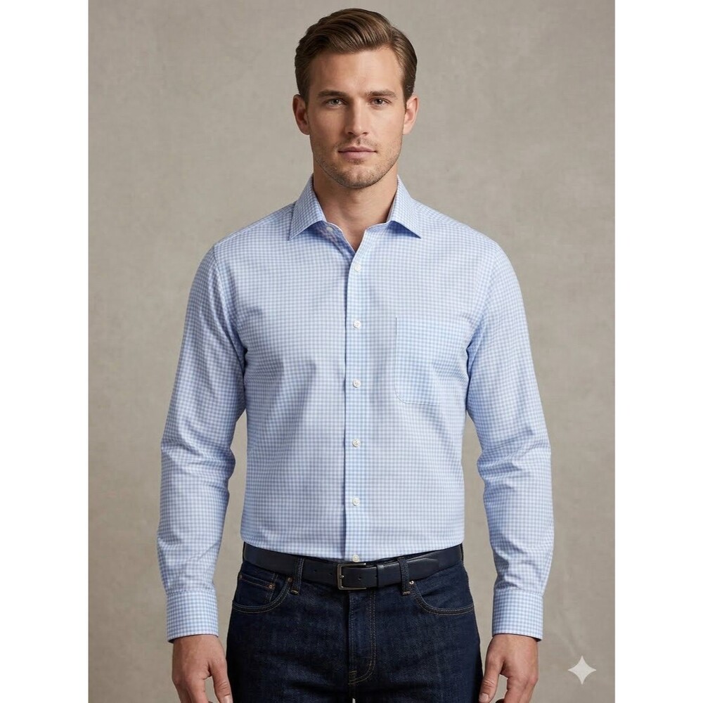 Lauren Ralph Lauren Black Label Men’s Blue Gingham Long Sleeve Shirt Size XL